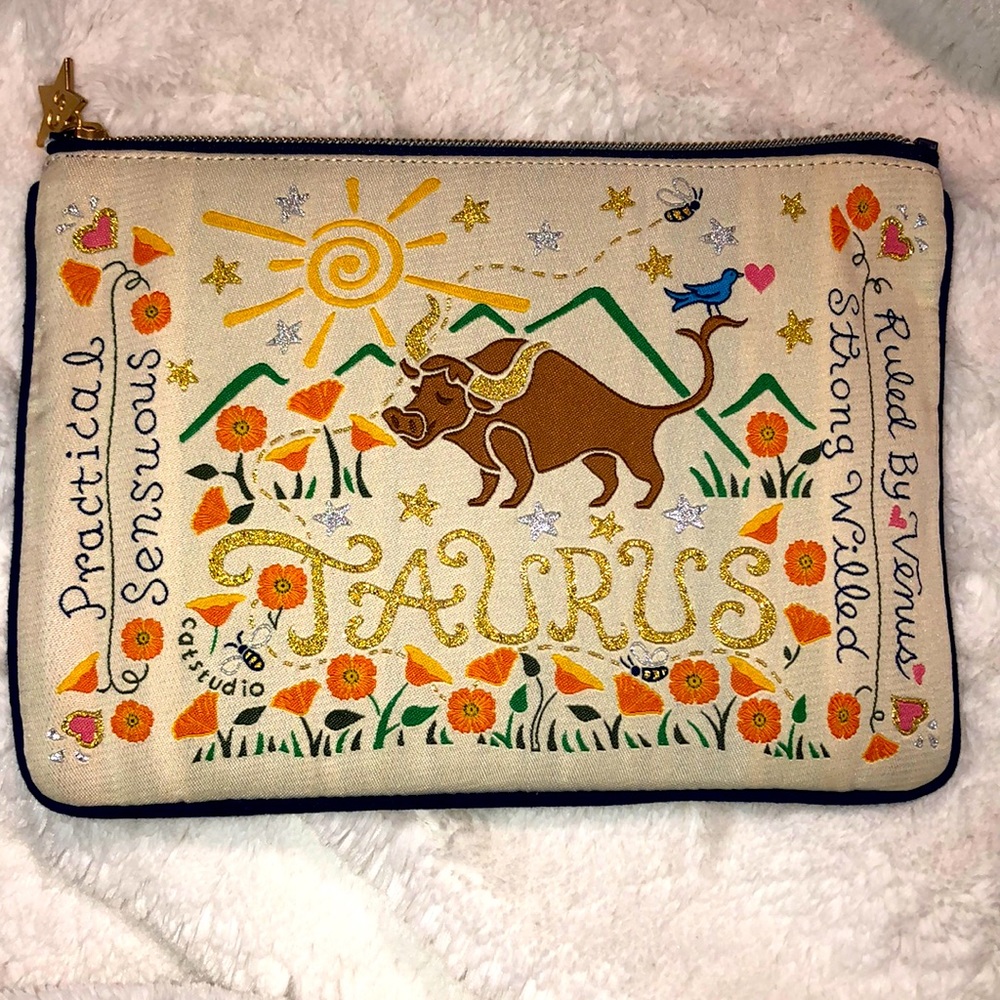 COPY - ⭐️ 2 for $25 Woven Taurus Astrology Zip Pouch by Catstudio